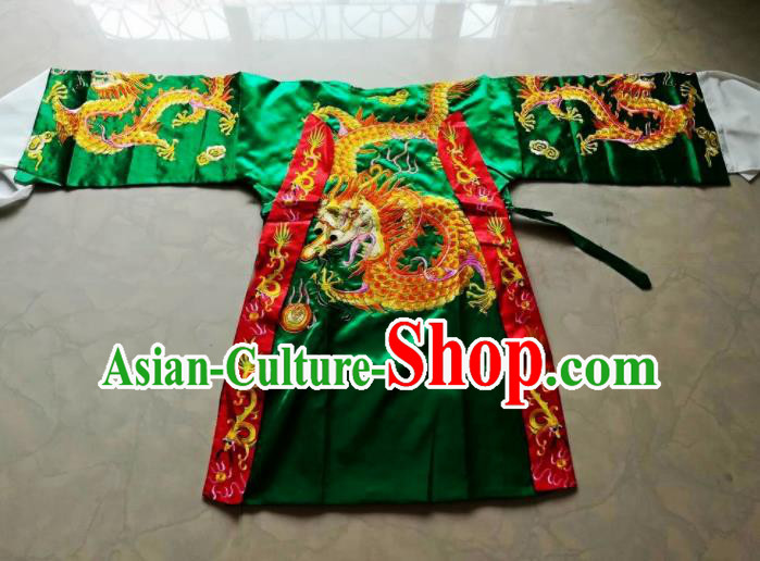 Chinese Traditional God Embroidered Green Priest Frock Taoism Deity Costume