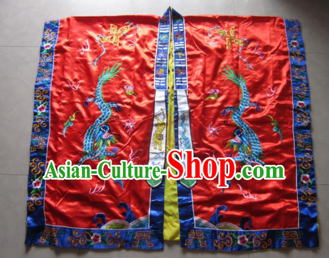 Chinese National Quanzhen Taoist Frock Embroidered Wine Red Cassock Traditional Taoism Rites Costume for Men