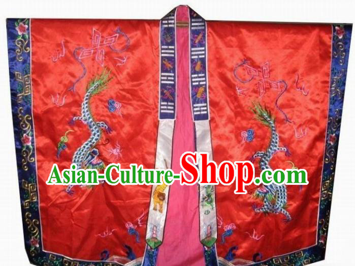 Chinese National Quanzhen Taoist Frock Embroidered Cassock Traditional Taoism Rites Costume for Men