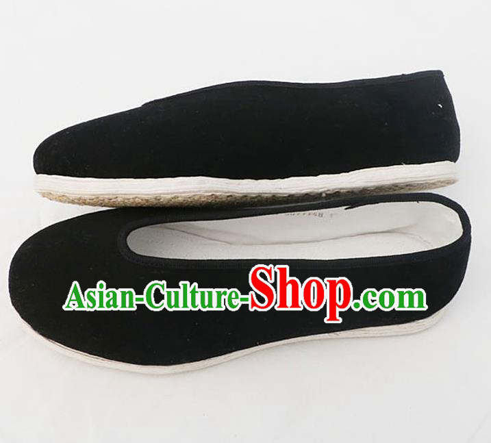 Chinese National Handmade Black Cloth Shoes Traditional Martial Arts Shoes for Men