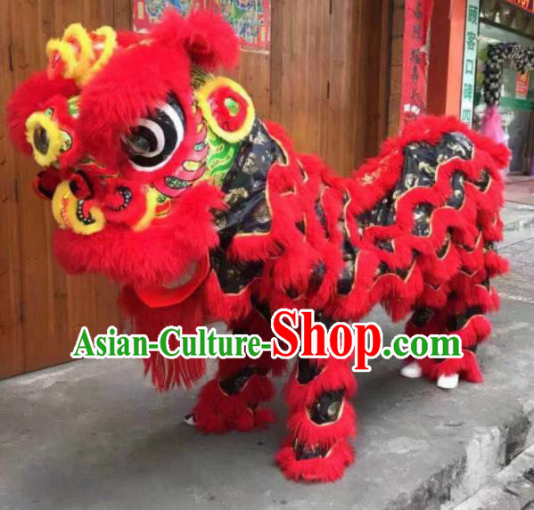 Top Chinese World Lion Dance Competition Red Fur Lion Head Lion Dance Costumes for Adult
