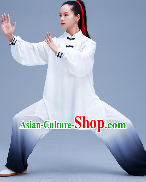 Chinese Traditional Kung Fu White Outfits Martial Arts Competition Costumes for Women