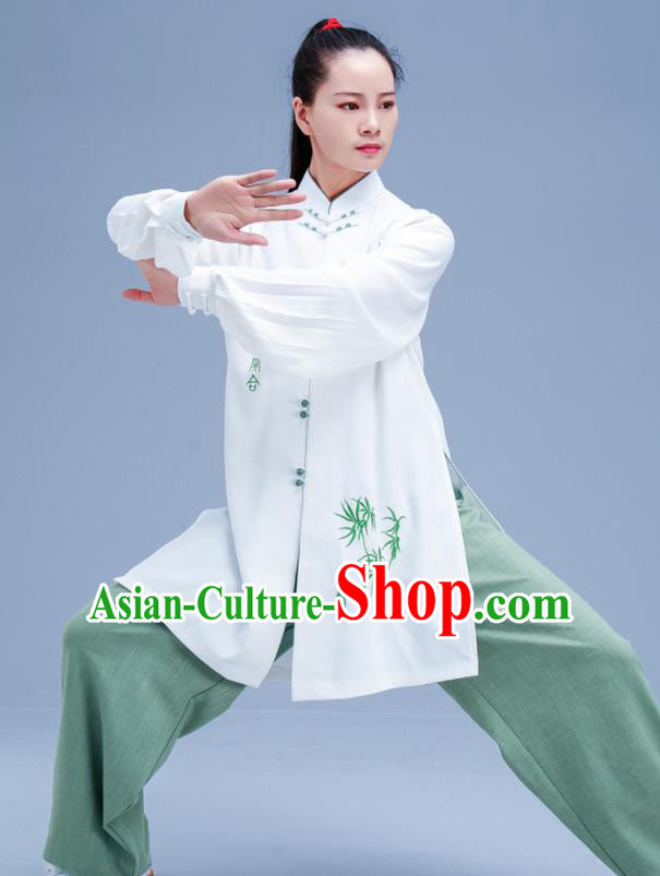 Chinese Traditional Kung Fu Embroidered Bamboo Outfits Martial Arts Competition Costumes for Women