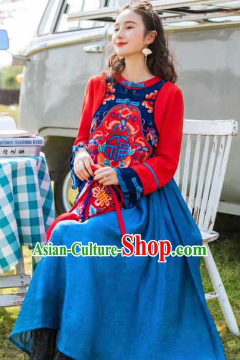 Chinese Traditional Embroidered Dress National Qipao Cheongsam Costumes for Women