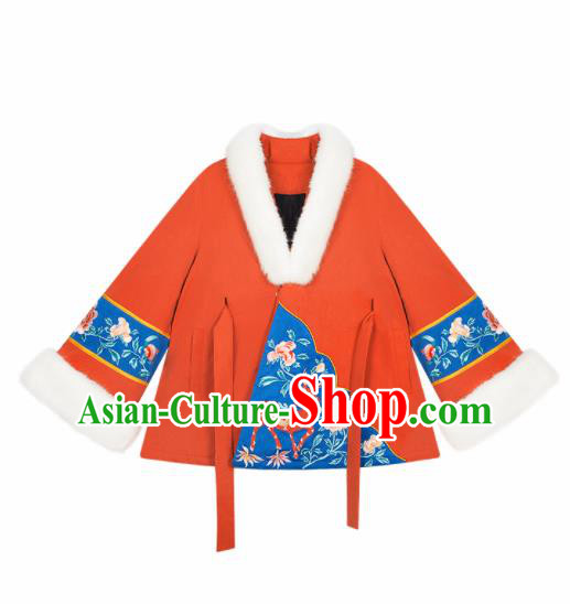 Chinese Traditional Embroidered Red Jacket National Tang Suit Overcoat Costumes for Women