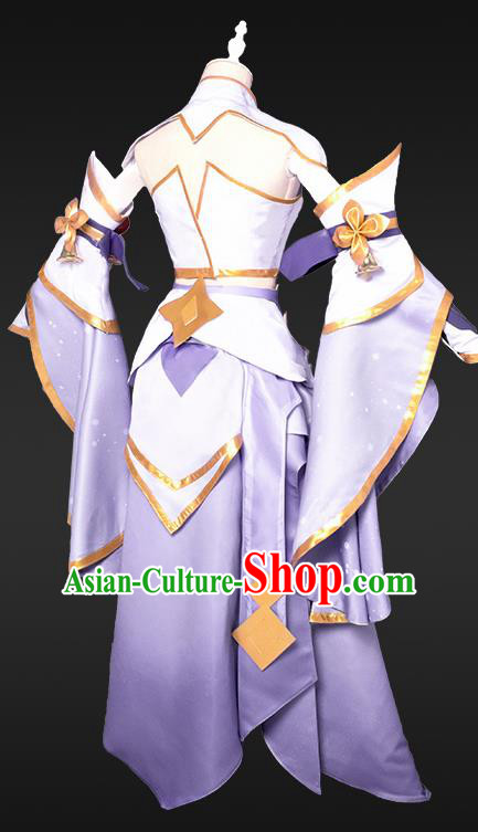 Chinese Cosplay Female Swordsman Lilac Hanfu Dress Traditional Ancient Princess Costumes for Women