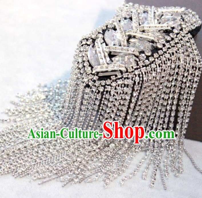 Top Cosplay Crystal Shoulder Board Compere Argent Tassel Shoulder Knot