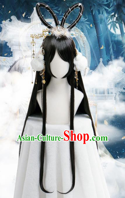 Chinese Traditional Cosplay Goddess Wigs Ancient Princess Wig Sheath for Women