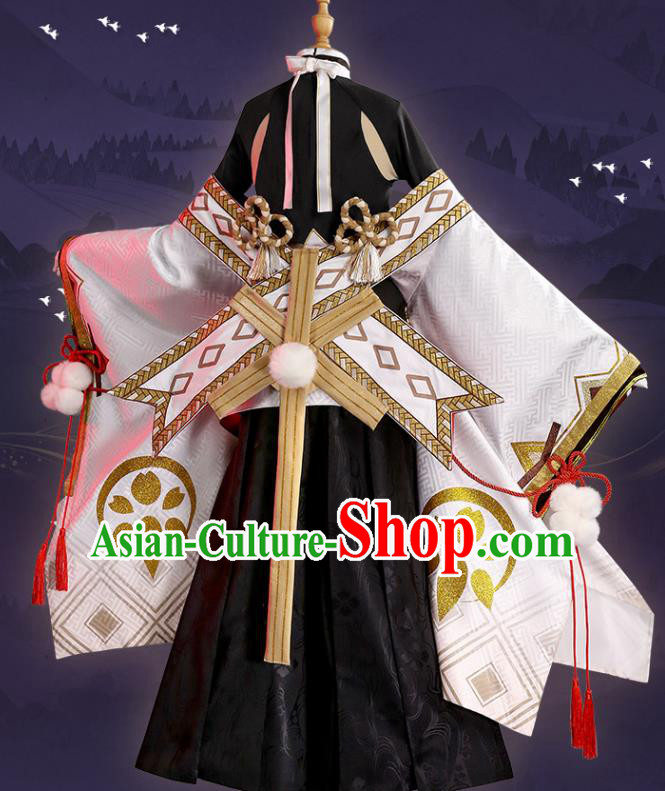 Japanese Traditional Cosplay Knight Black Clothing Ancient Swordsman Costumes for Men