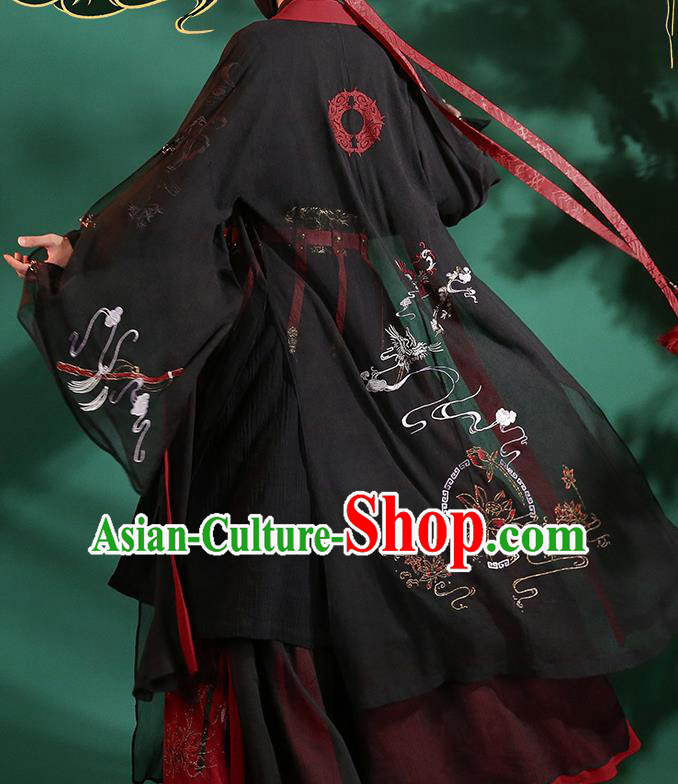 Chinese Traditional Cosplay Knight Black Clothing Ancient Swordsman Costumes for Men