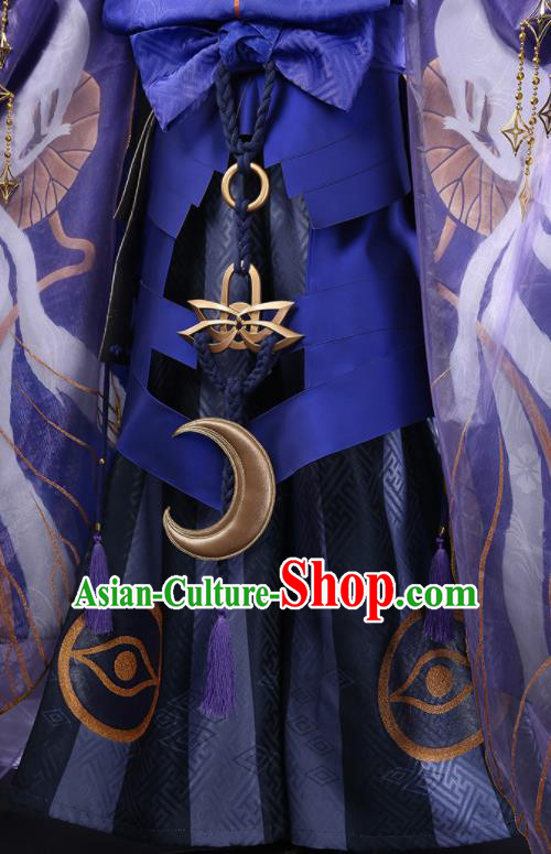 Japanese Traditional Cosplay Onmyoji Knight Purple Clothing Ancient Swordsman Costumes for Men