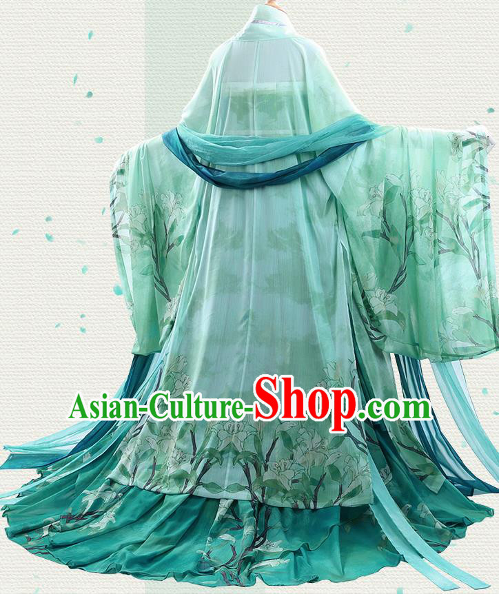 Chinese Traditional Cosplay Goddess Green Hanfu Dress Ancient Princess Costumes for Women