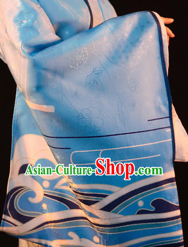 Japanese Traditional Cosplay Geisha Blue Kimono Dress Japan Onmyoji Costumes for Women
