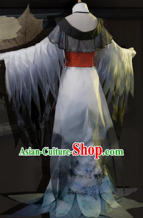 Japanese Traditional Cosplay Geisha Printing Grey Kimono Dress Japan Onmyoji Costumes for Women