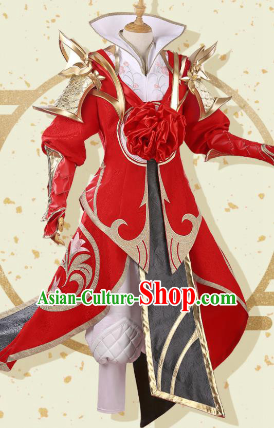 Chinese Traditional Cosplay Wedding Bridegroom Red Clothing Ancient Swordsman Costumes for Men