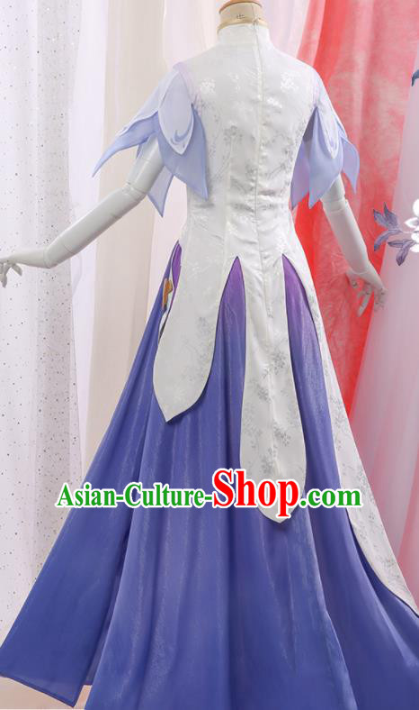 Chinese Traditional Cosplay Lilac Qipao Dress Ancient Swordsman Costumes for Women