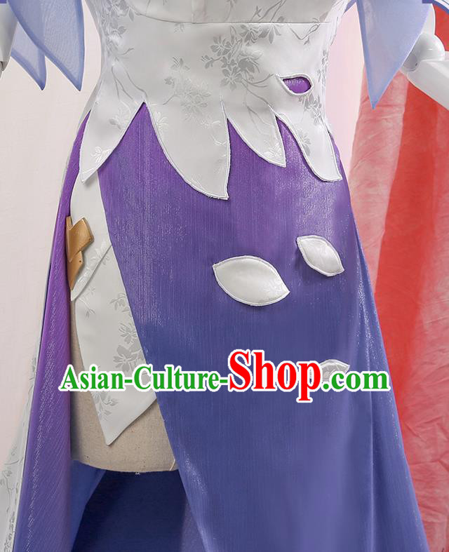 Chinese Traditional Cosplay Lilac Qipao Dress Ancient Swordsman Costumes for Women