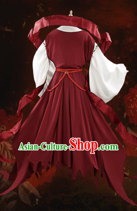 Japanese Traditional Cosplay Onmyoji Knight Red Clothing Ancient Swordsman Costumes for Men