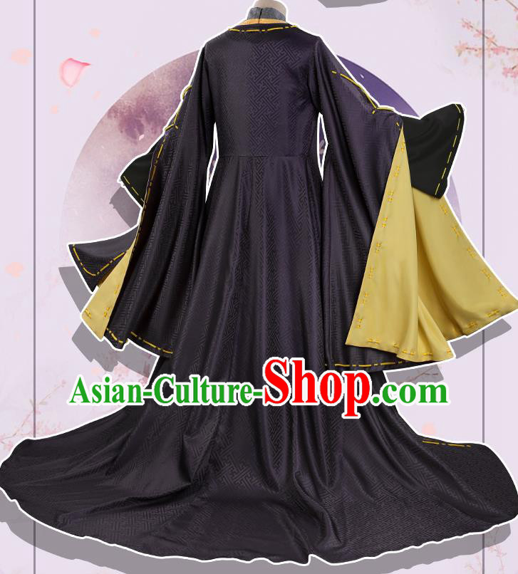 Chinese Traditional Cosplay Kawaler Black Clothing Ancient Prince Swordsman Costumes for Men
