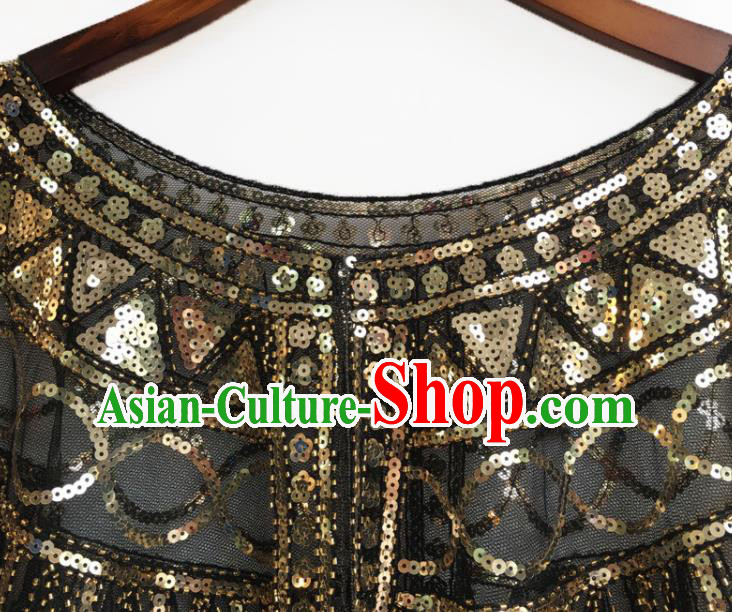 Top Professional Latin Dance Golden Sequins Cloak Modern Dance Blouse Stage Performance Costume for Women