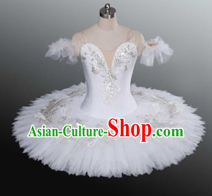 Professional Children Ballet Tutu White Short Dress Modern Dance Ballerina Stage Performance Costume for Kids