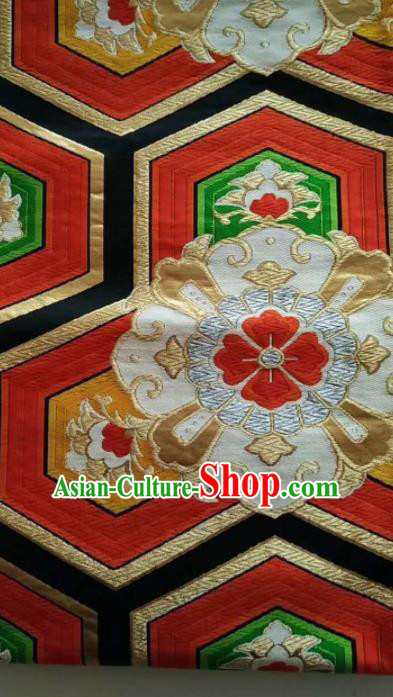 Japanese Geisha Classical Pattern Red Brocade Kimono Belts Traditional Japan Yukata Waistband