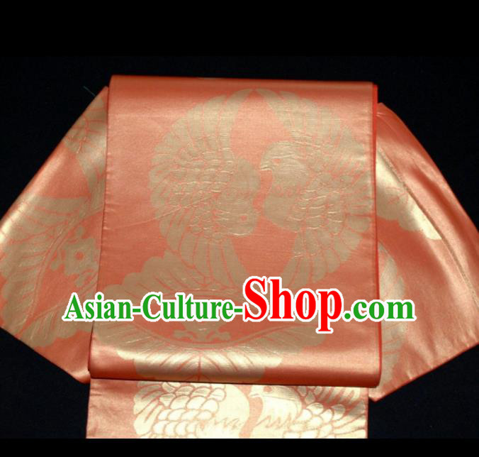 Japanese Geisha Classical Birds Pattern Orange Brocade Kimono Belts Traditional Japan Yukata Waistband