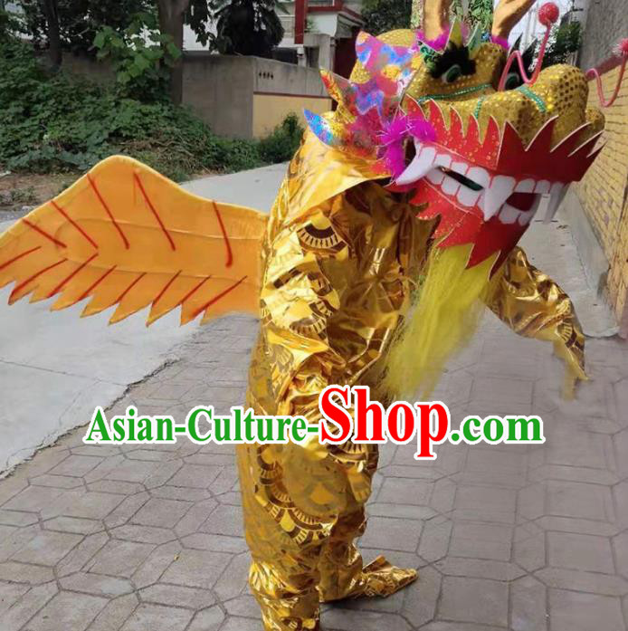 Traditional Chinese New Year Cosplay Golden Dragon Costume Complete Set