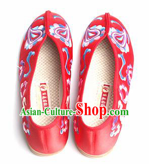 Chinese Traditional Embroidered Red Shoes Opera Shoes Hanfu Shoes Satin Shoes for Women