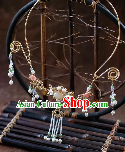 Chinese Ancient Wedding Pearls Tassel Necklace Accessories Traditional Bride Necklet for Women