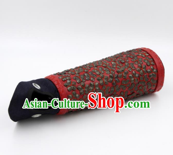 Chinese Traditional Ming Dynasty Red Wrist Guard Ancient Swordsman Armband for Men