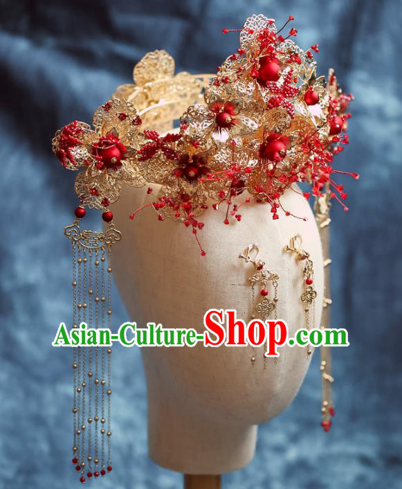 Chinese Traditional Wedding Hair Crown Hairpins Ancient Bride Hair Accessories for Women