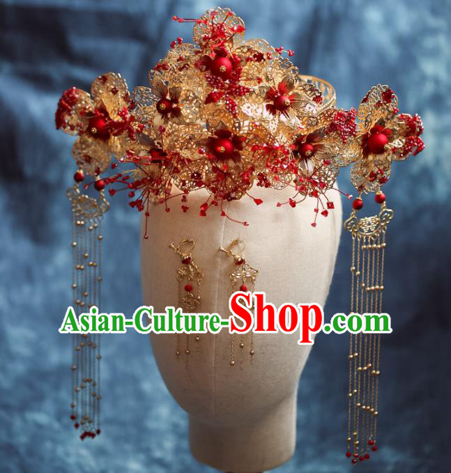 Chinese Traditional Wedding Hair Crown Hairpins Ancient Bride Hair Accessories for Women