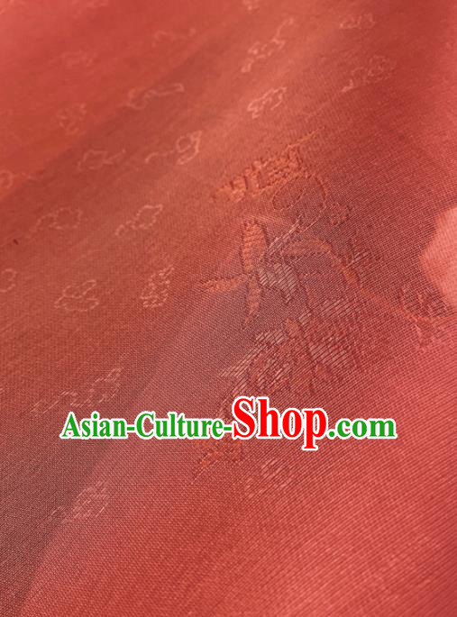 Chinese Traditional Classical Clouds Pattern Design Watermelon Red Silk Fabric Asian Hanfu Material