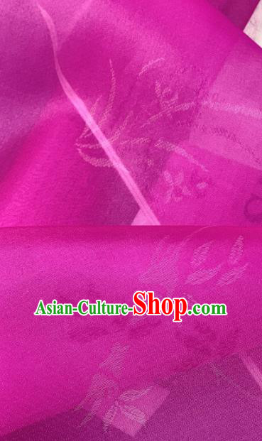 Chinese Traditional Classical Orchid Pattern Design Rosy Silk Fabric Asian Hanfu Material