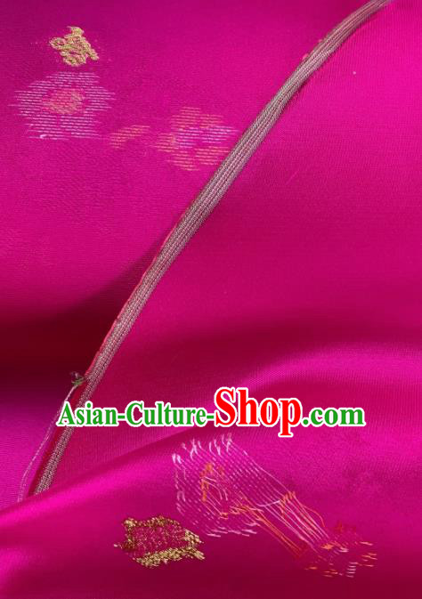 Chinese Traditional Classical Pattern Design Rosy Silk Fabric Asian Hanfu Material