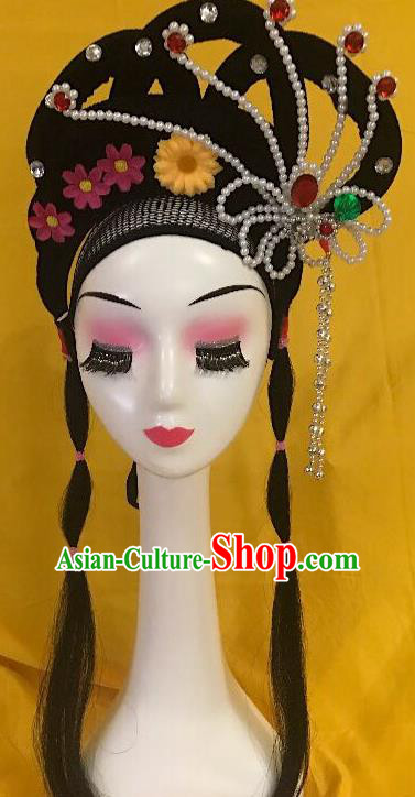 Traditional Chinese Opera Diva Wig Sheath and Phoenix Tassel Hairpins Headdress Peking Opera Goddess Hair Accessories for Women