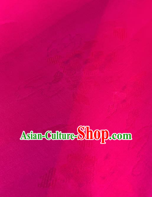 Chinese Traditional Classical Flowers Pattern Design Rosy Silk Fabric Asian Hanfu Material
