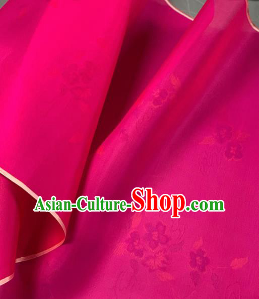 Chinese Traditional Classical Flowers Pattern Design Rosy Silk Fabric Asian Hanfu Material
