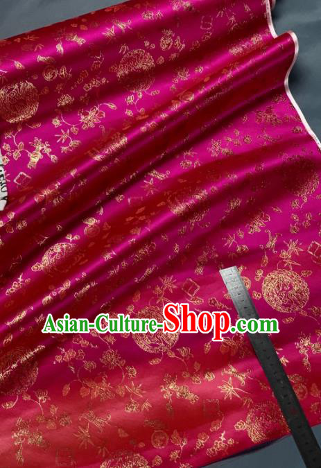 Chinese Classical Bamboo Leaf Pattern Design Rosy Silk Fabric Asian Traditional Hanfu Brocade Material