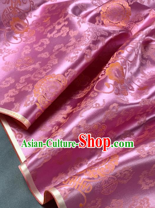 Chinese Classical Longevity Pattern Design Pink Silk Fabric Asian Traditional Hanfu Brocade Material
