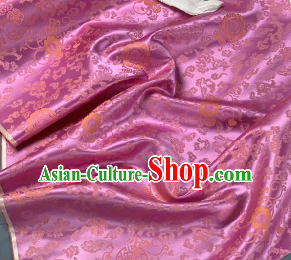 Chinese Classical Longevity Pattern Design Pink Silk Fabric Asian Traditional Hanfu Brocade Material