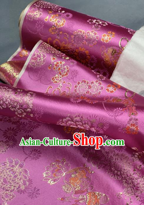 Chinese Classical Chrysanthemum Pattern Design Pink Silk Fabric Asian Traditional Hanfu Brocade Material