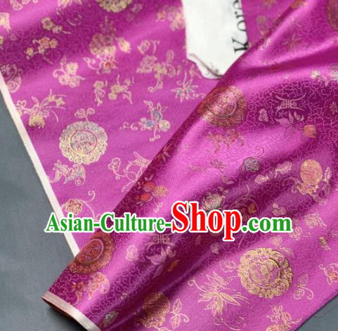 Chinese Classical Bamboo Leaf Pattern Design Purple Silk Fabric Asian Traditional Hanfu Brocade Material