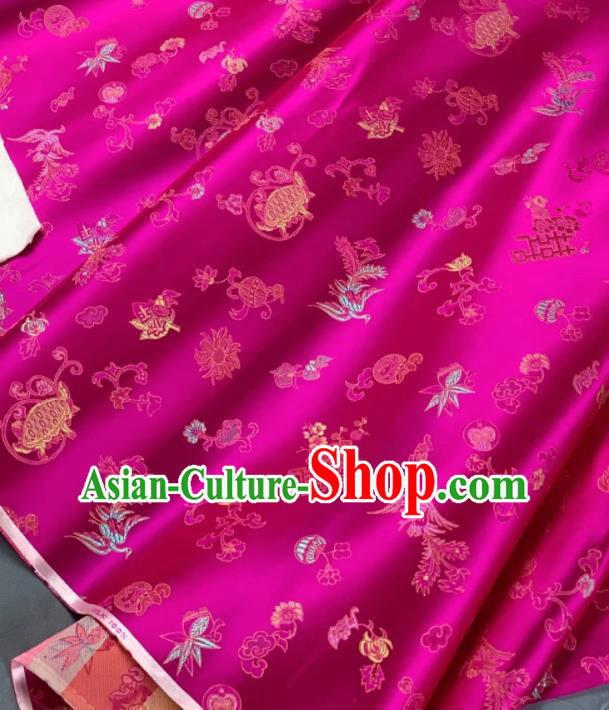 Chinese Classical Phoenix Bamboo Pattern Design Rosy Silk Fabric Asian Traditional Hanfu Brocade Material