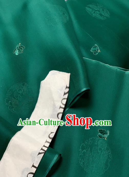 Chinese Classical Round Pattern Design Green Silk Fabric Asian Traditional Hanfu Material