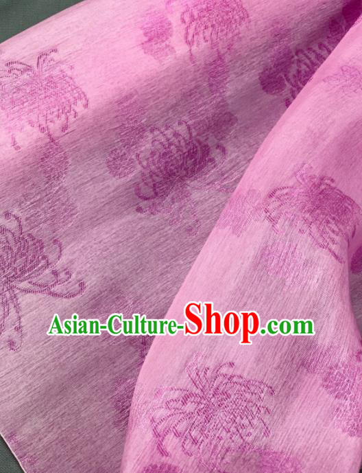 Chinese Classical Chrysanthemum Pattern Design Lilac Silk Fabric Asian Traditional Hanfu Brocade Material