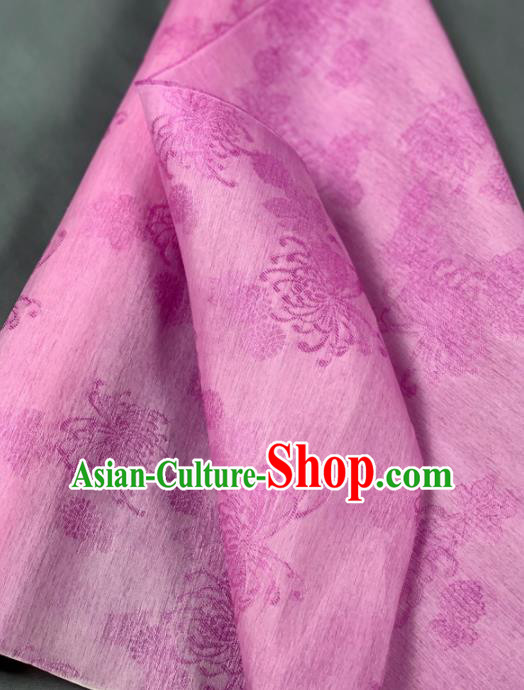 Chinese Classical Chrysanthemum Pattern Design Lilac Silk Fabric Asian Traditional Hanfu Brocade Material