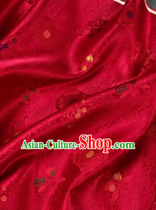 Chinese Classical Pattern Design Red Silk Fabric Asian Traditional Hanfu Brocade Material