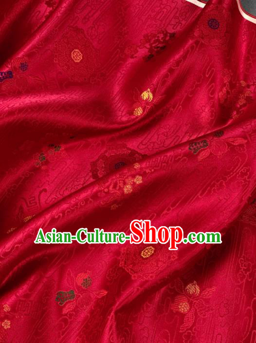 Chinese Classical Pattern Design Red Silk Fabric Asian Traditional Hanfu Brocade Material